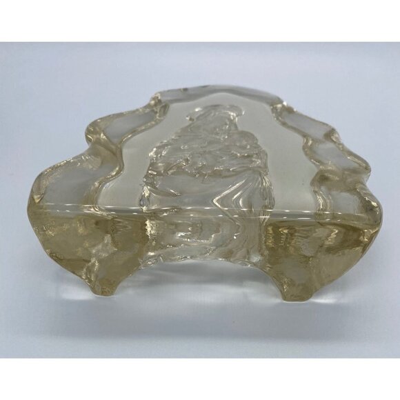 Mother Mary Baby Jesus Clear Glass Art Statue, 6 inches tall - Picture 6 of 8